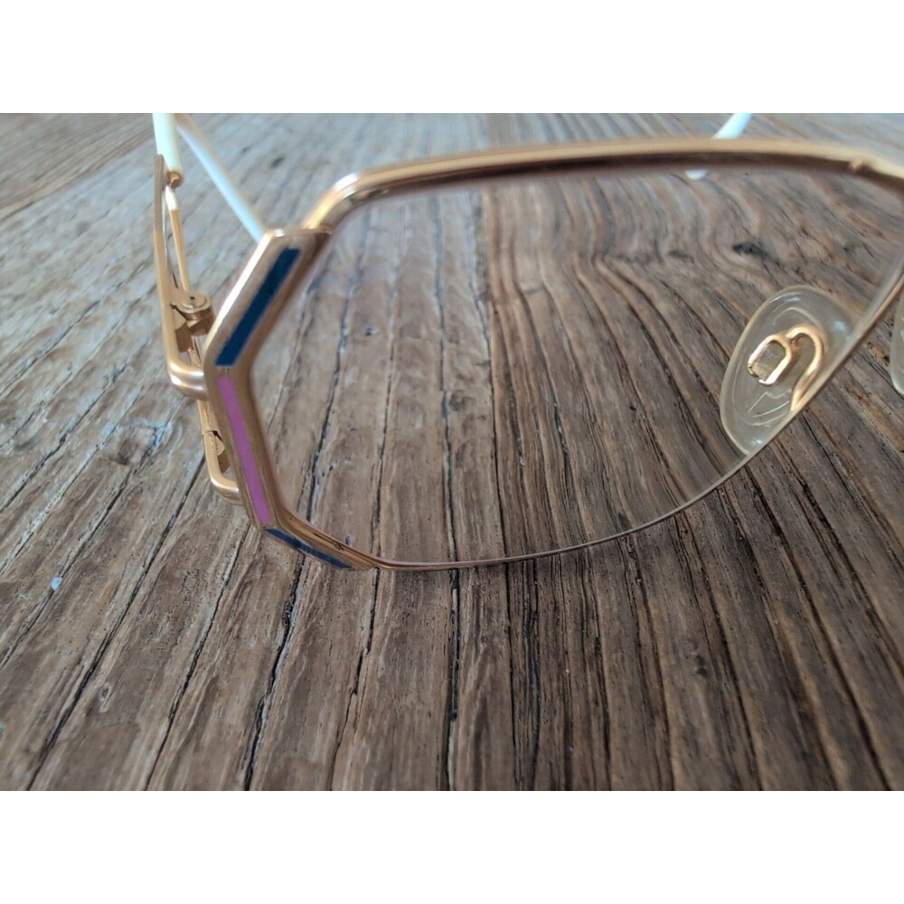 Vintage CAZAL 80s Open EYEGLASSES FRAME Only Women Gold Hexagonal Lens 58 14 140 - Picture 10 of 16